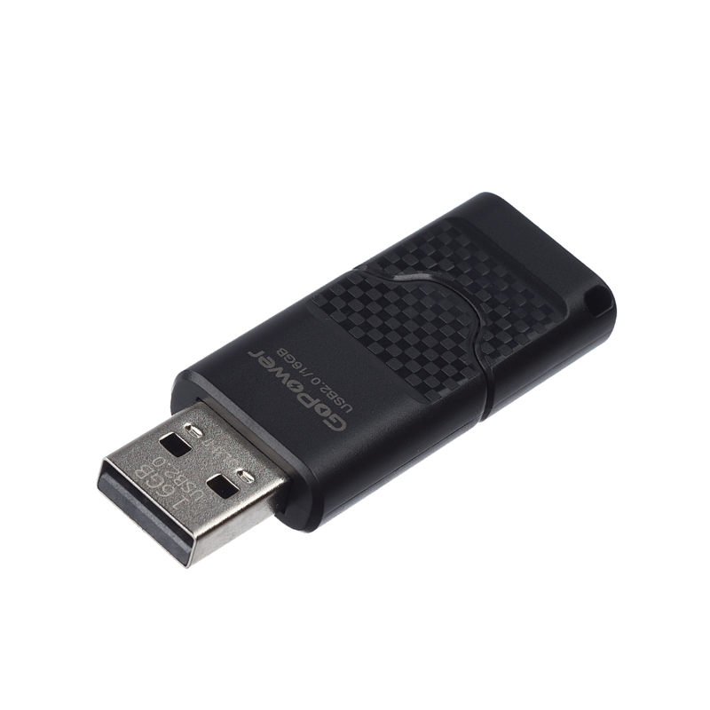 Флеш-накопитель GoPower SLIDER 16GB USB2.0 пластик черный матовый
