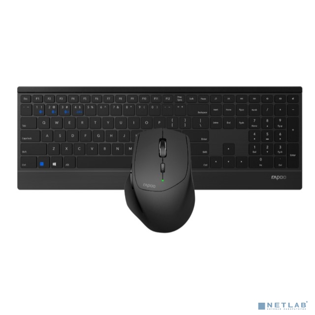 Клавиатура + мышь Rapoo 9500M клав:черный мышь:черный USB беспроводная Bluetooth/Радио slim (18892)