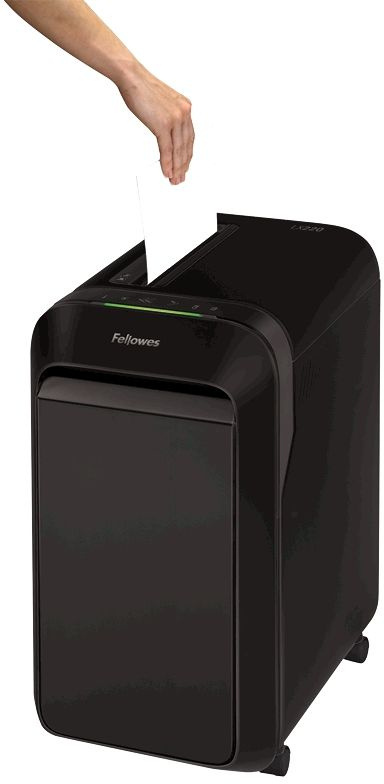 Шредер Fellowes PowerShred LX220 черный (секр.P-4) фрагменты 20лист. 30лтр. скрепки скобы пл.карты