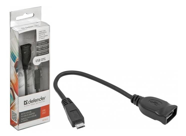 Defender Кабель-переходник microUSB (M) - USB (F)  /для подкл. устр. USB Flash, HDD, мыши, и и т.д./