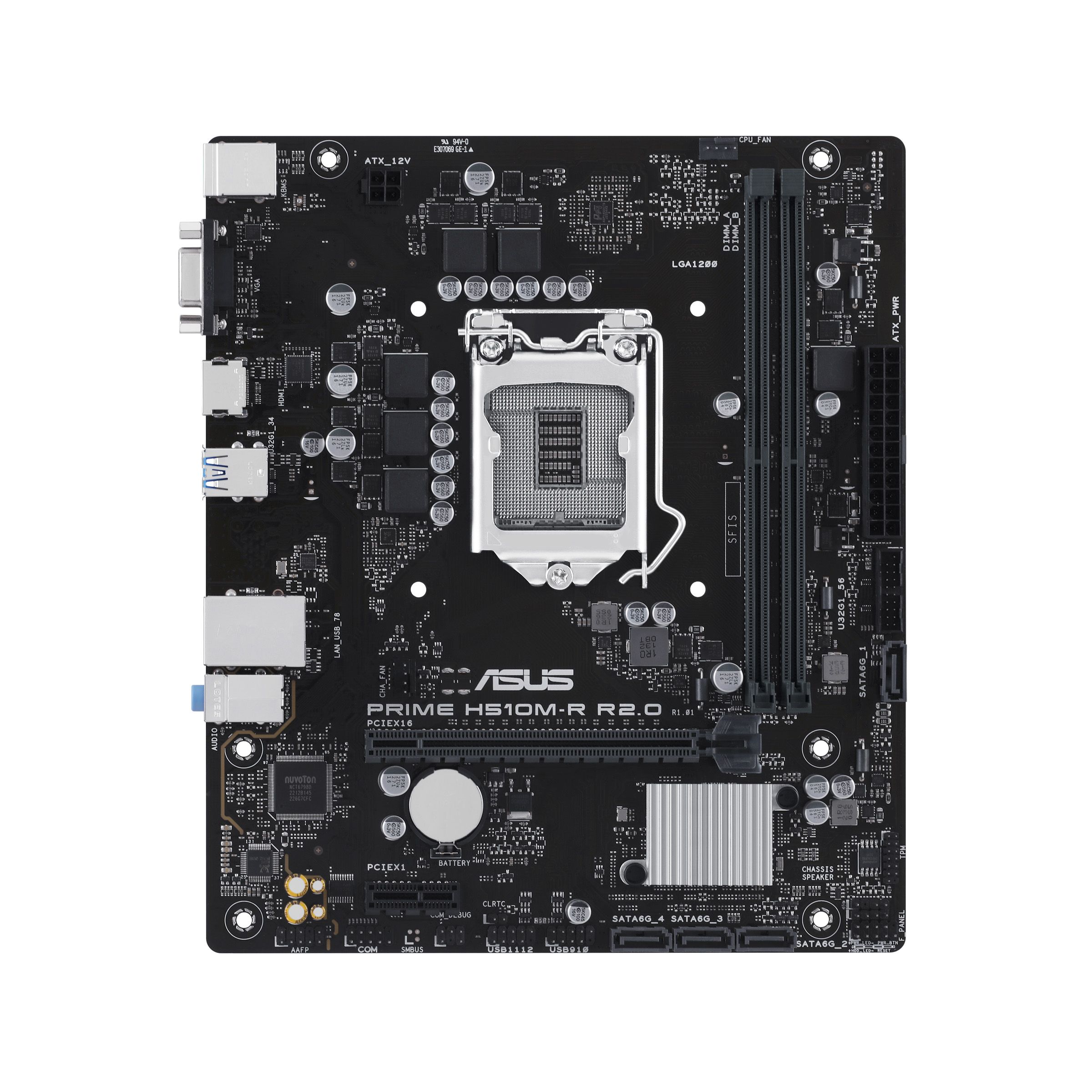 Материнская плата Asus PRIME H510M-R R2.0-SI Soc-1200 Intel H470 2xDDR4 mATX AC`97 8ch(7.1) GbLAN+VG