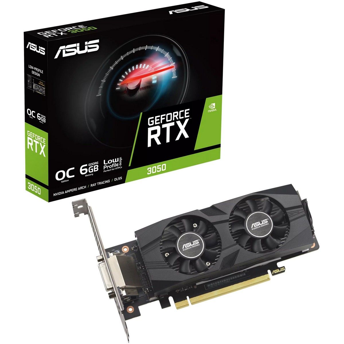 Видеокарта Asus PCI-E 4.0 RTX3050-O6G-LP-BRK NVIDIA GeForce RTX 3050 6Gb 96bit GDDR6 1507/14000 DVIx