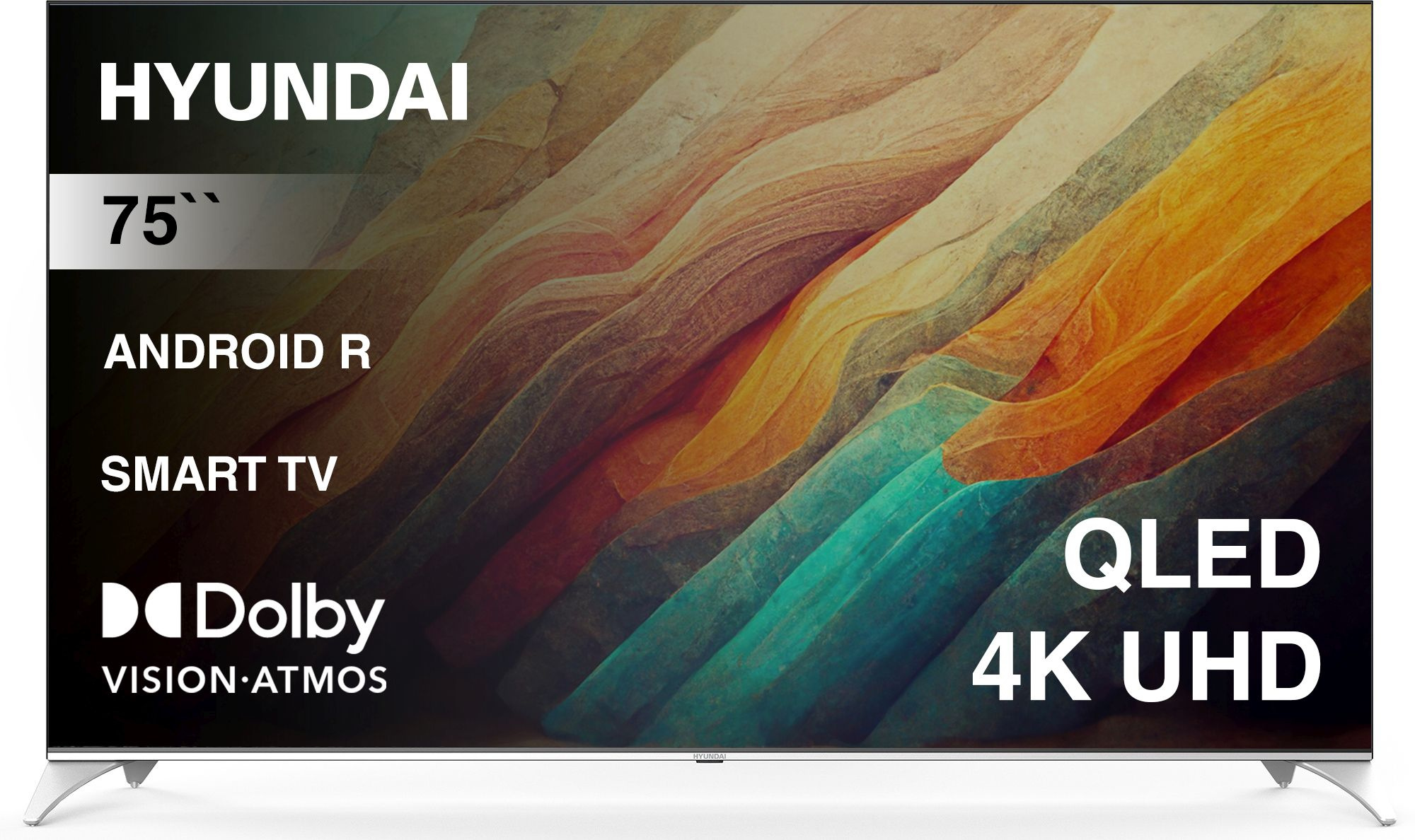 Телевизор QLED Hyundai 75" H-LED75QBU7500 Android TV Frameless черный/серебристый 4K Ultra HD 60Hz D