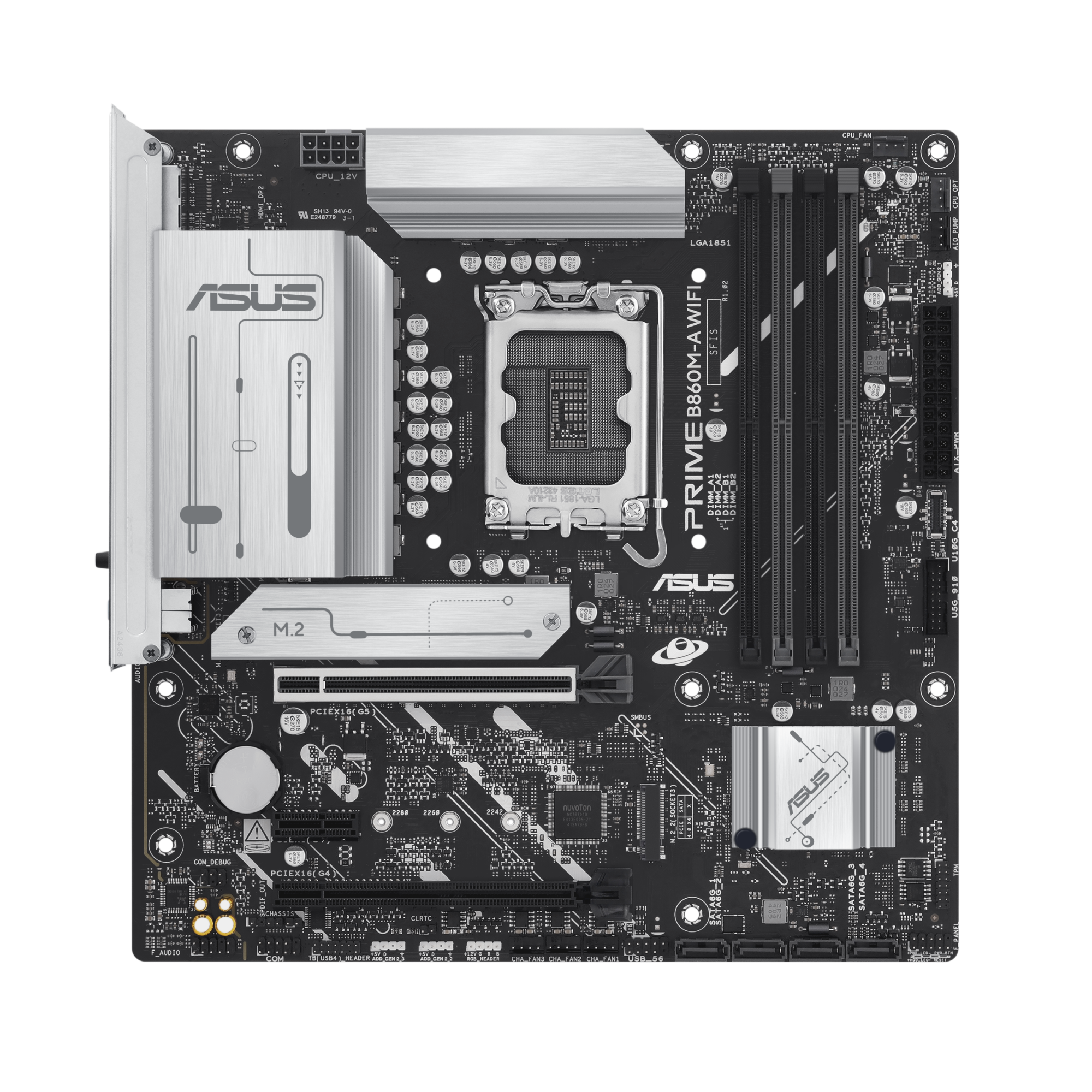 Материнская плата ASUS PRIME B860M-A WIFI LGA1851 mATX 4xDDR5 2xPCIEx16 PCIEx1 2xM.2 USB-C 2xDP HDMI