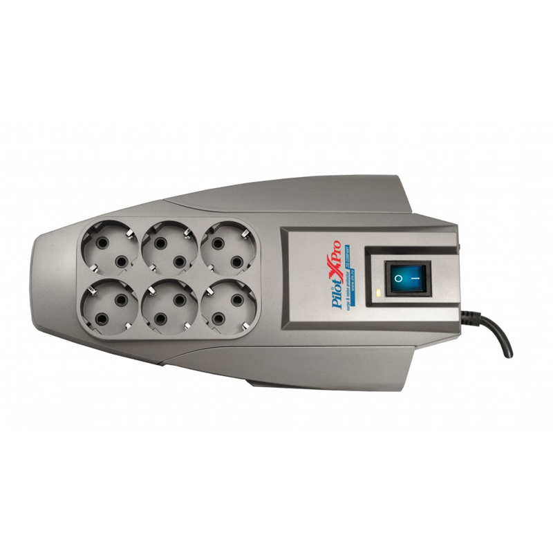 Сетевой фильтр Pilot X-Pro 3м (6 розеток) серый (коробка)