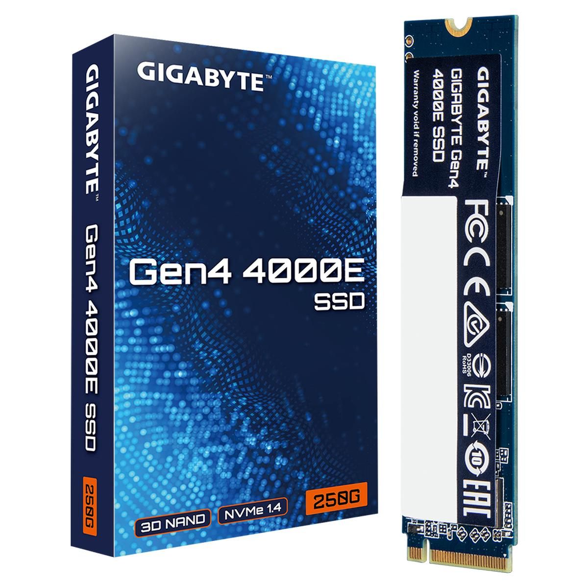 Твердотельный накопитель SSD Gigabyte M.2 2280 250GB Gen4 4000E SSD PCI Express 4.0x4, NVMe 1.4, 350