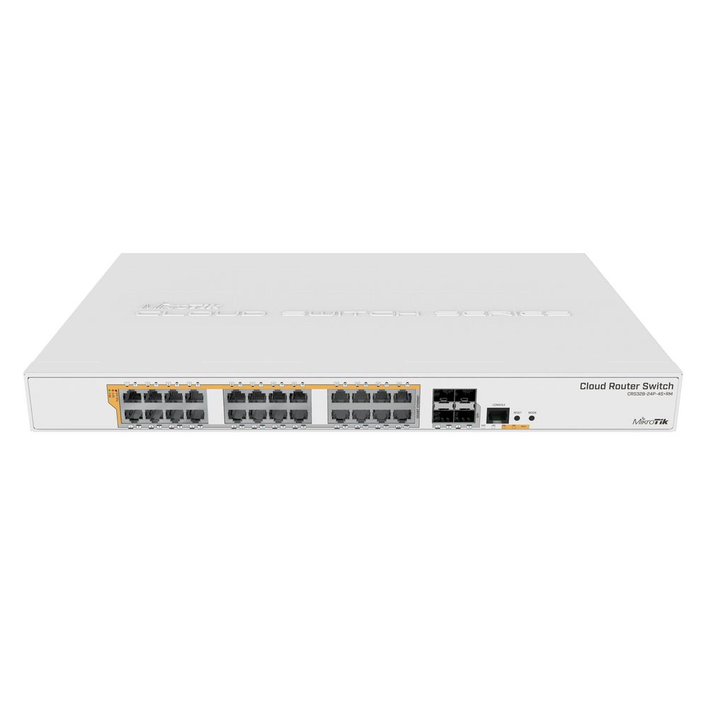 Коммутатор MikroTik CRS328-24P-4S+RM (L3) 24x1Гбит/с 4SFP+ 24PoE+ 450W управляемый