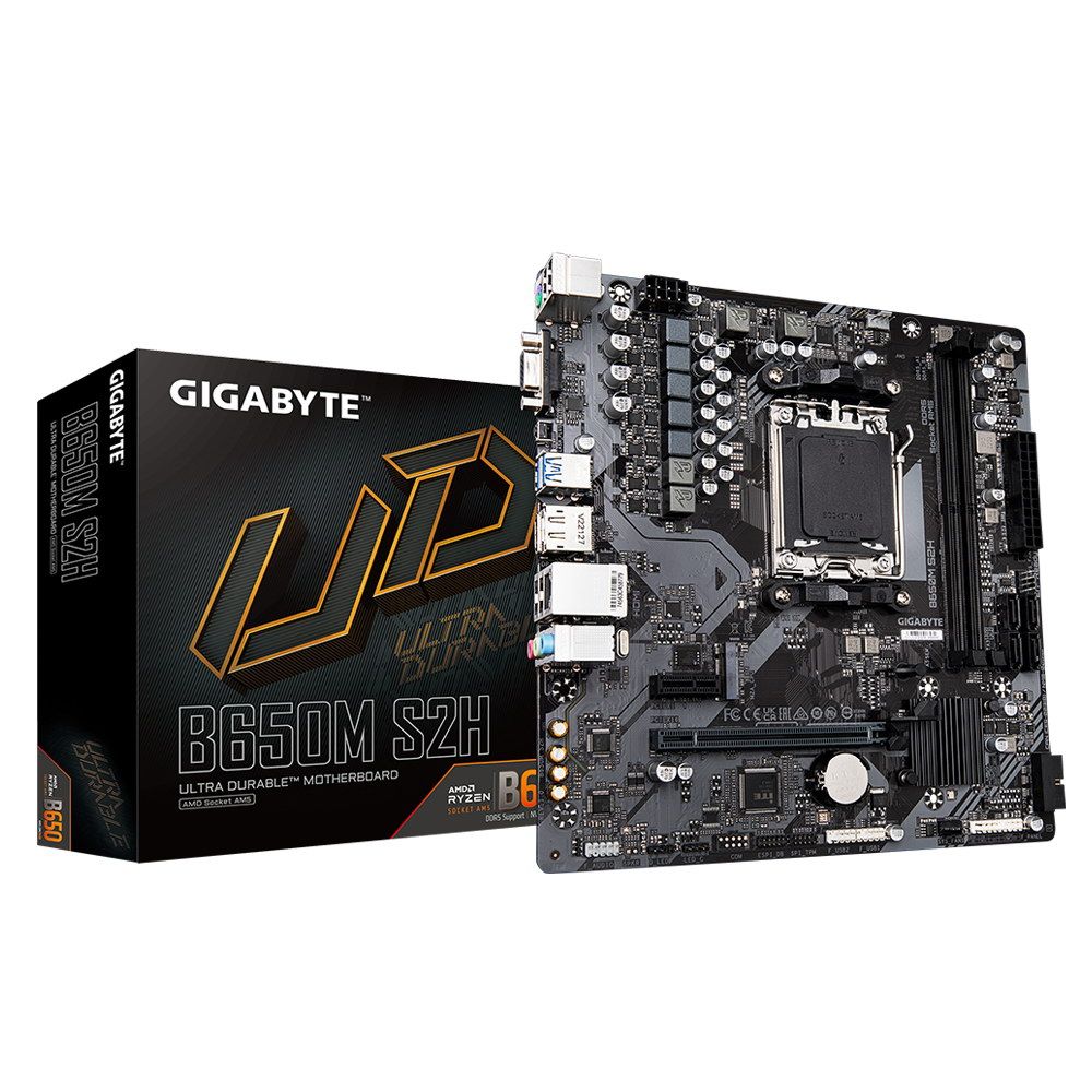 Материнская плата Gigabyte B650M S2H Socket AM5 AMD B650 2xDDR5 mATX AC`97 8ch(7.1) GbLAN RAID+VGA+H
