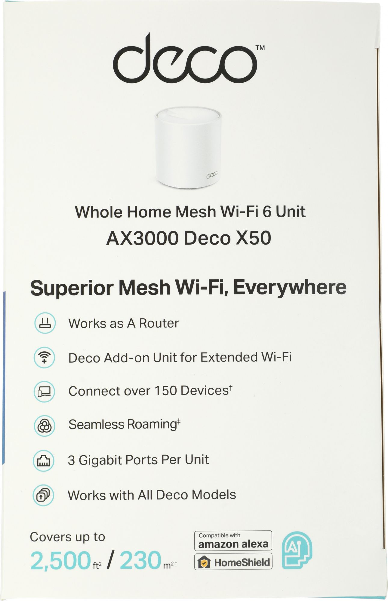 Бесшовный Mesh роутер TP-Link Deco X50(1-Pack) AX3000 10/100/1000BASE-TX белый
