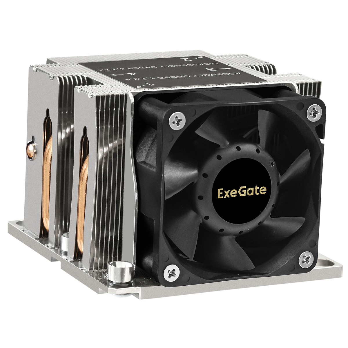 Кулер ExeGate ESNK-P0068AP4.PWM.2U.3647.Cu (Al+Cu, 2U, 4 тепл. трубки, LGA3647, TDP 205W, PWM, 2100-