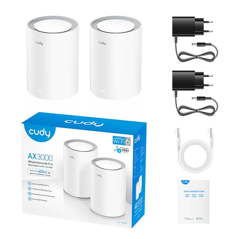 Маршрутизатор CUDY AX3000 Wi-Fi 6 Mesh  2 5G Solution 2.5G Solution 2-Pack, Dual-Band,  Chipset MT79