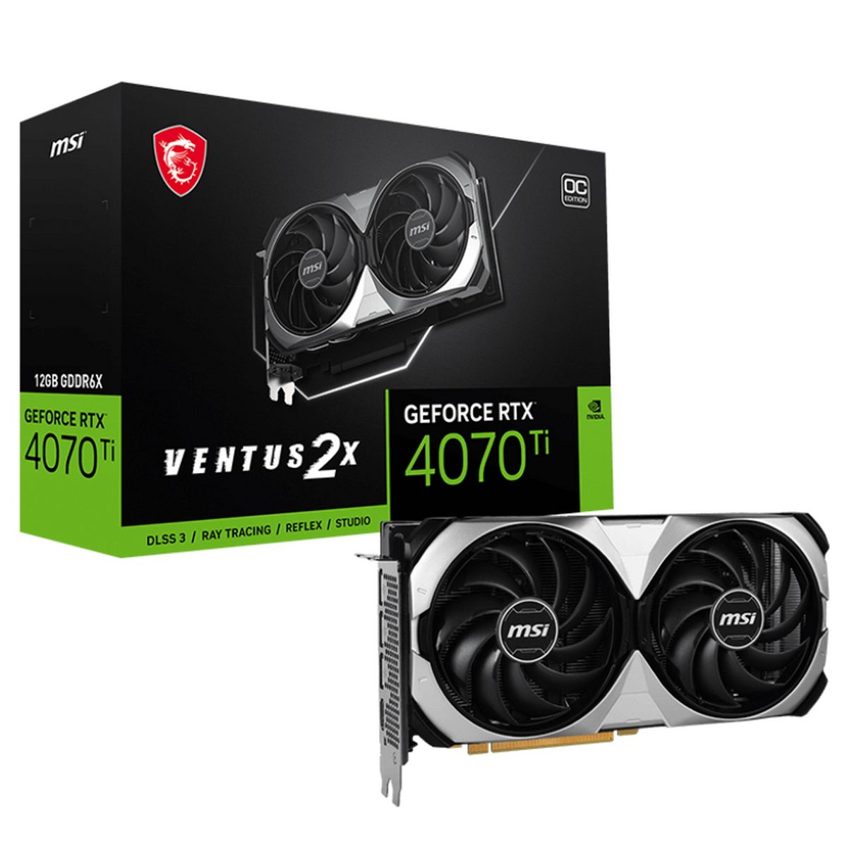 Видеокарта MSI PCI-E 4.0 RTX 4070 Ti VENTUS 2X 12G OC NVIDIA GeForce RTX 4070TI 12288Mb 192 GDDR6X 2