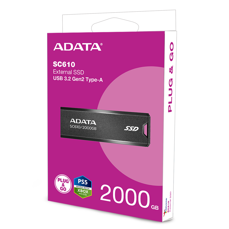 SSD внешний 2TB USB 3.2 BLACK SC610-2000G-CBK/RD ADATA