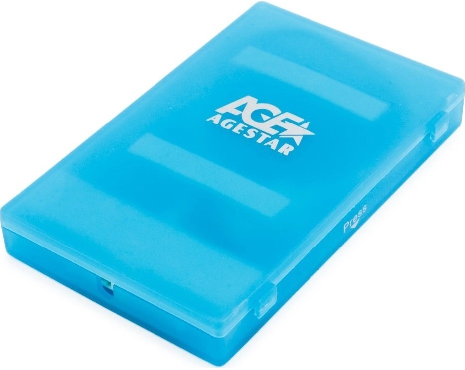 Внешний корпус 2.5" SATA HDD/SSD AgeStar SUBCP1 blue (USB2.0, пластик, безвинтовая конструкция) (SUB