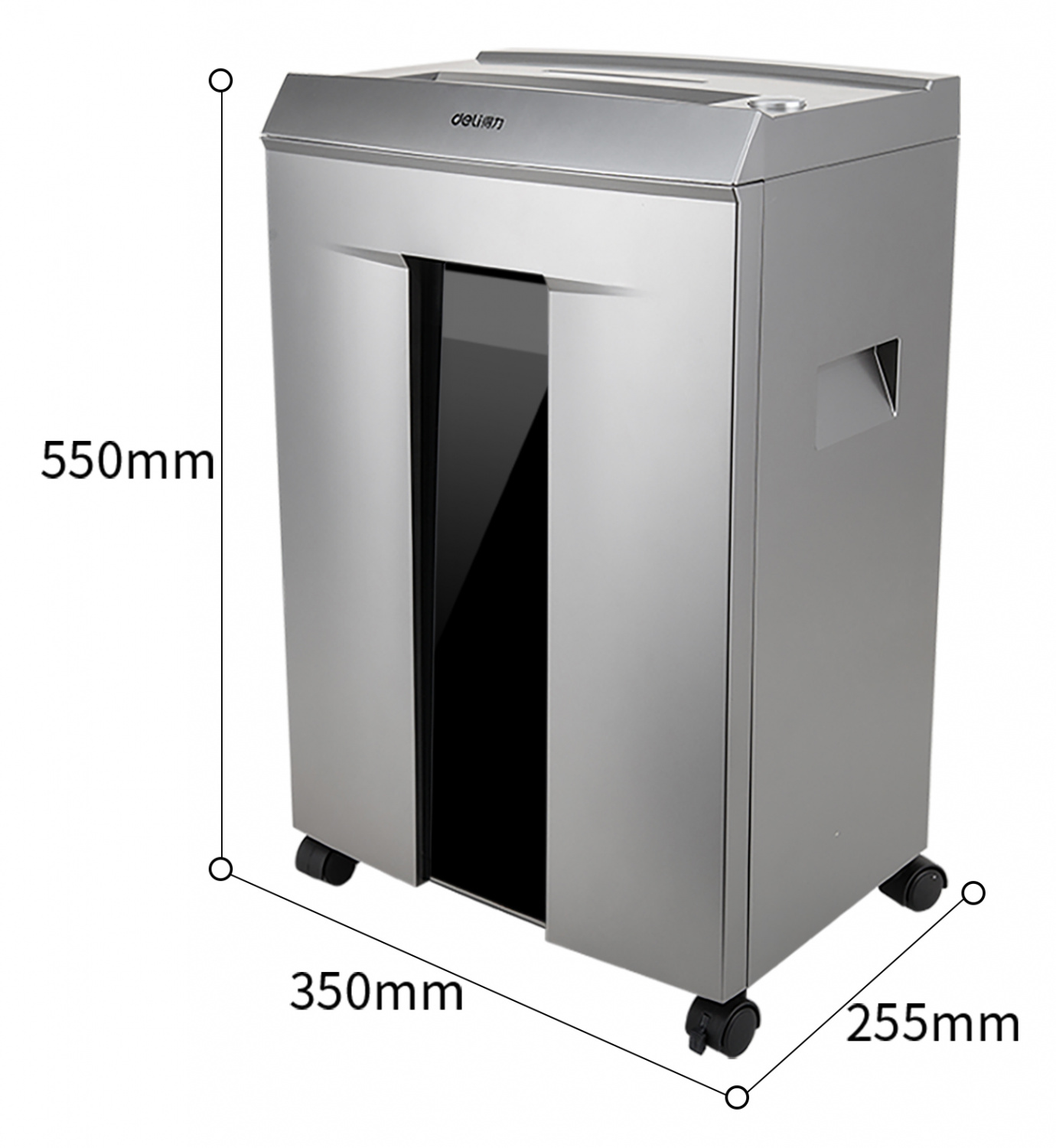 Шредер Deli 9959 серый с автоподачей (секр.P-6) фрагменты 7лист. 30лтр. скрепки скобы