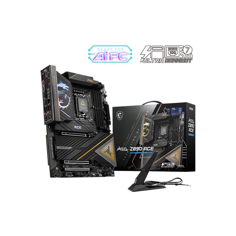 Материнская плата MSI MEG Z890 ACE  Soc-1851 Intel Z890 4xDDR5 ATX AC`97 8ch(7.1) 10Gigabit RAID+HDM