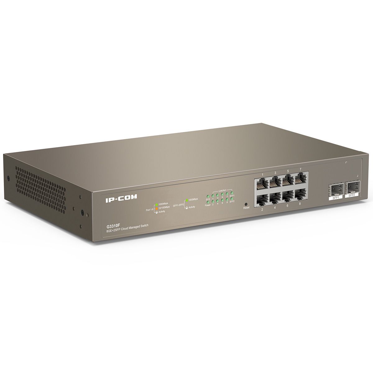 Коммутатор IP-Com G3310F (L2) 8x1Гбит/с 2xКомбо(1000BASE-T/SFP) 2SFP управляемый