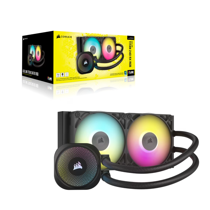 Система жидкостного охлаждения Corsair iCUE LINK TITAN 240 RX RGB (240mm, Black, RGB/ Fans: 2x120mm,