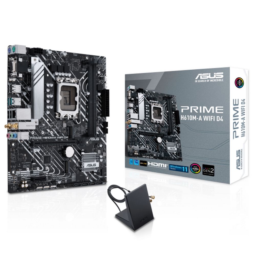 Материнская плата ASUS PRIME H610M-A WIFI D4 LGA1700 mATX 2xDDR4 PCIEx16 PCIEx1 2xM.2 DP HDMI VGA GL