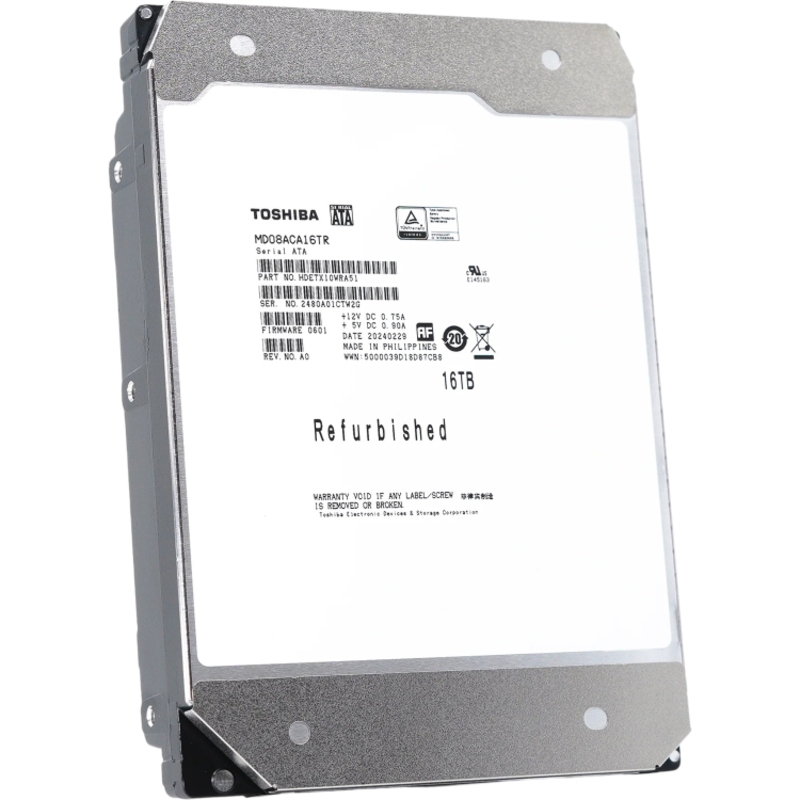 Жесткий диск Toshiba MD08 SATA3 16Tb 3.5" 7200 512Mb OFFICIAL RECERTIFIED 1 year warranty (replaceme