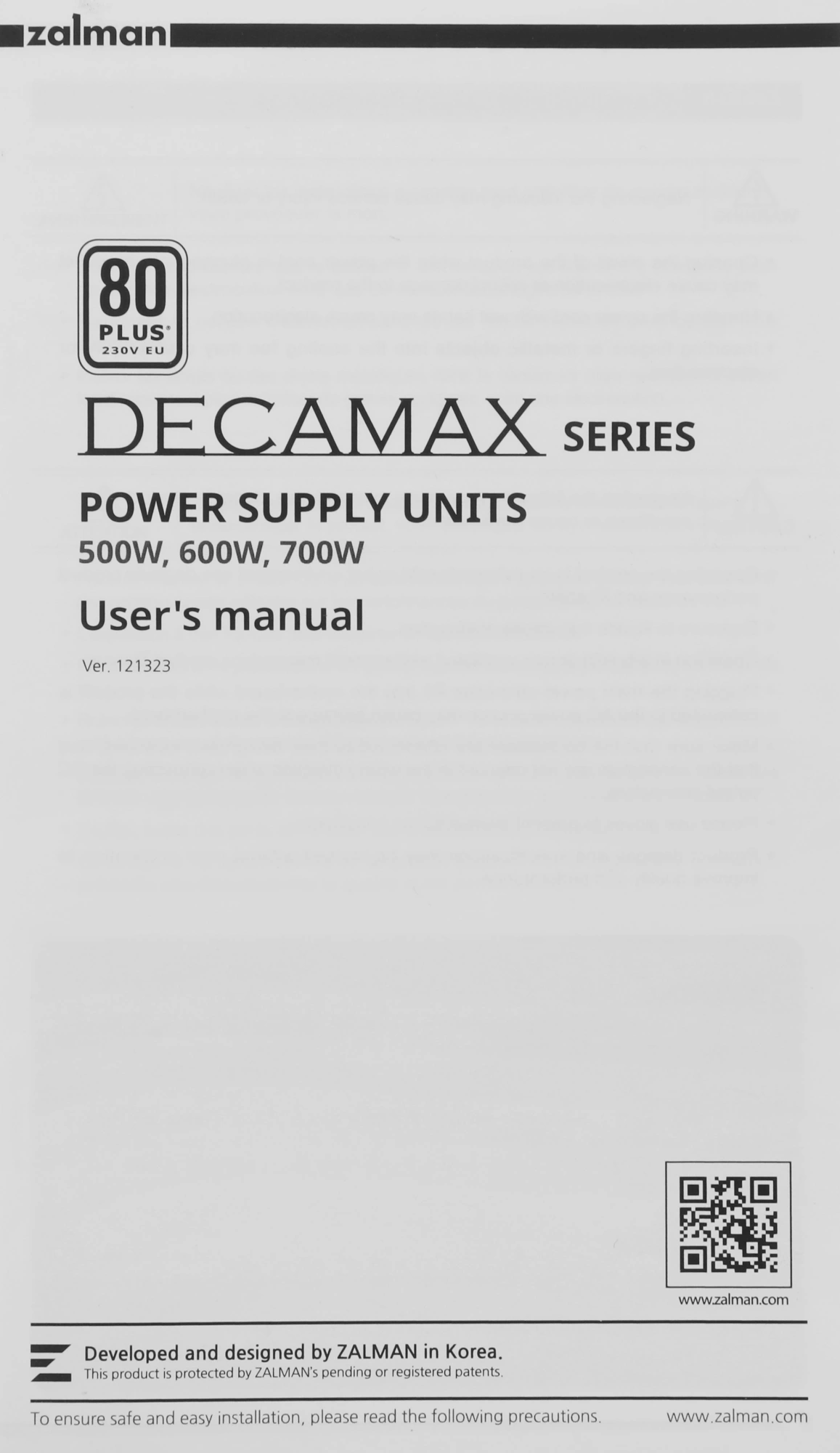 Блок питания Zalman ATX 500W ZM500-LX3 80+ (20+4pin) APFC 120mm fan 4xSATA RTL