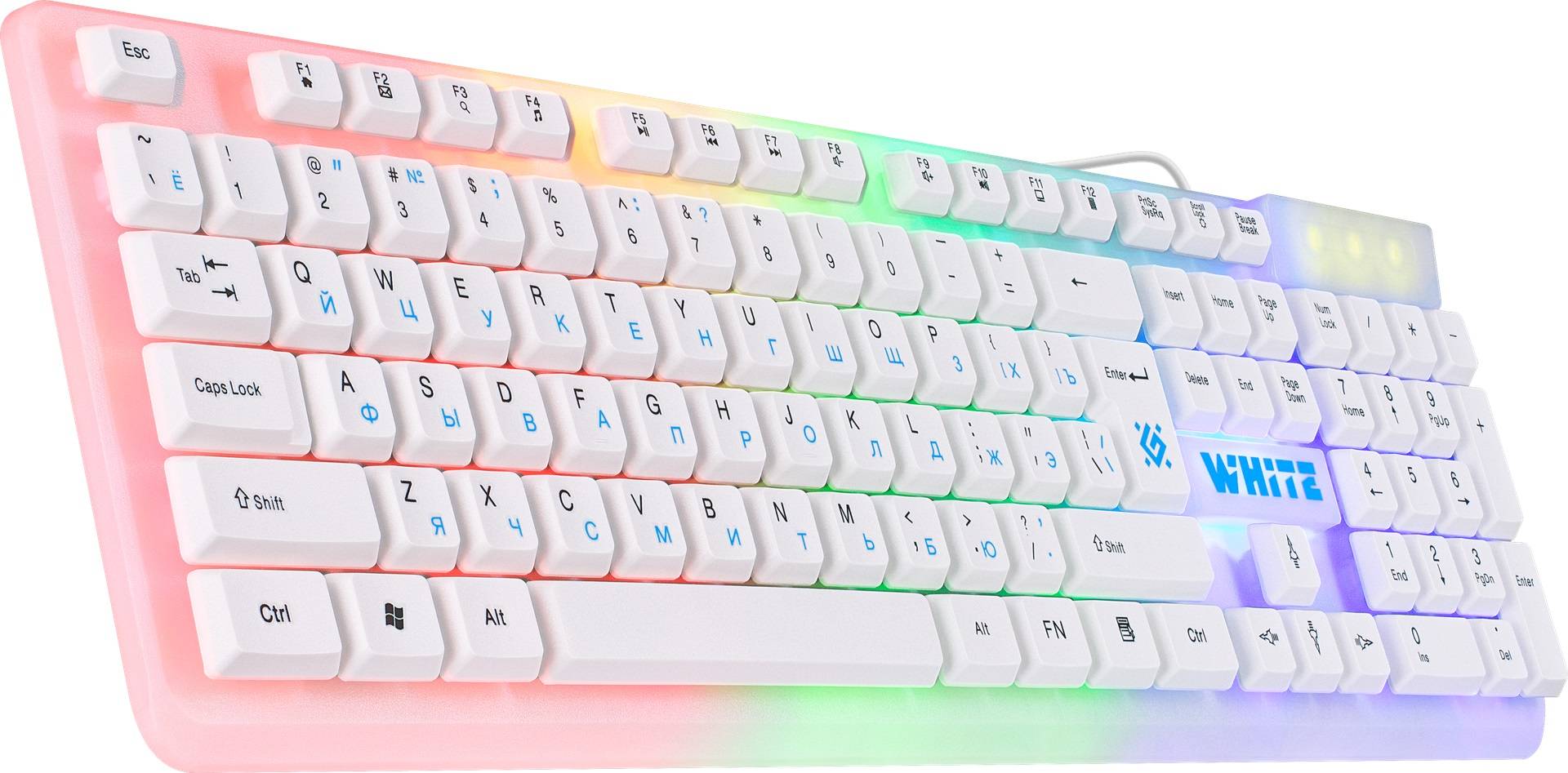 Клавиатура Defender GK-172 белый USB Multimedia for gamer LED (45172)