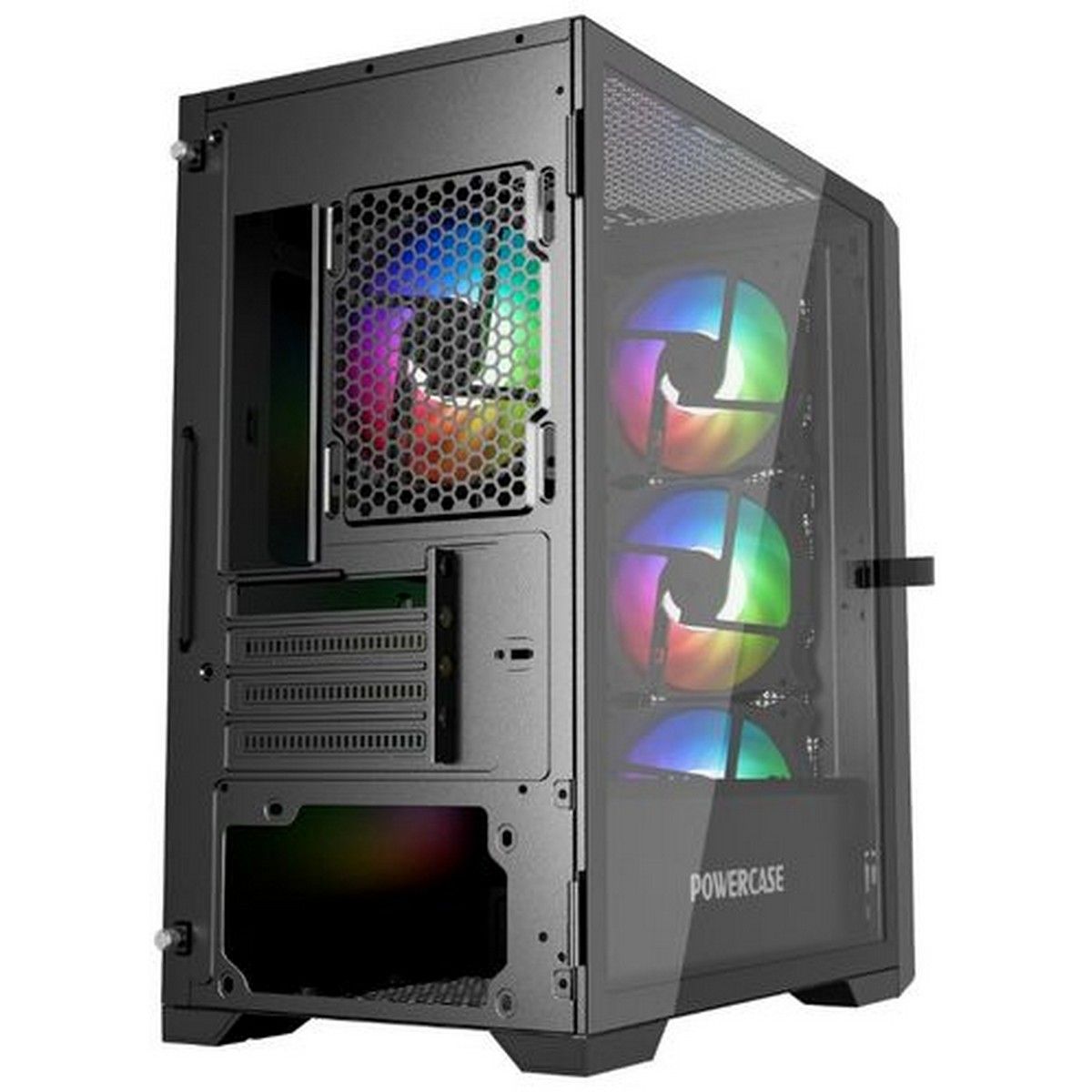 Корпус Powercase Корпус Powercase ByteFlow Micro Black, Tempered Glass, 4х 120mm ARGB fans, ARGB HUB