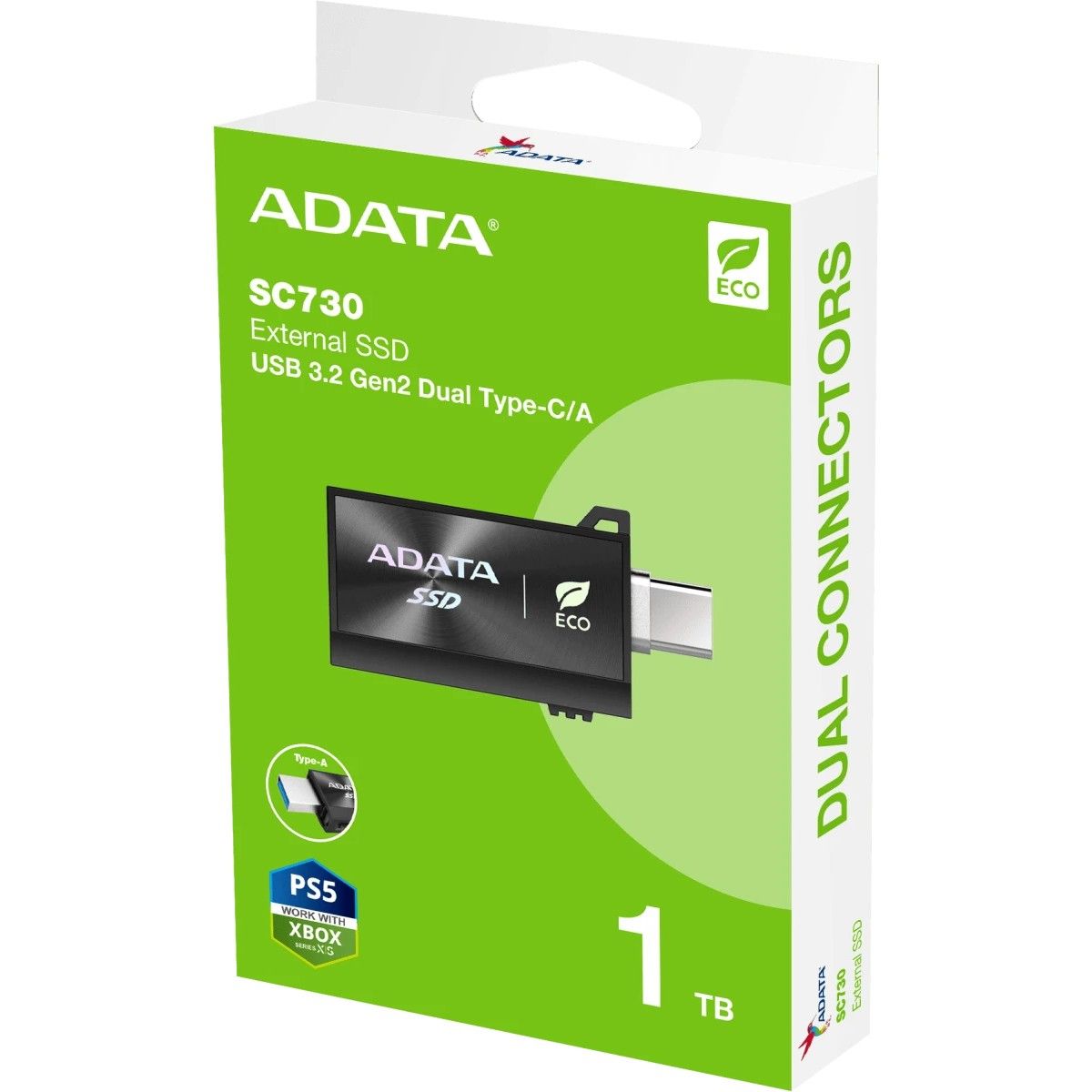 Накопитель SSD A-Data USB3.2 Gen2 1TB SC730-1T-CACTI SC730 черный