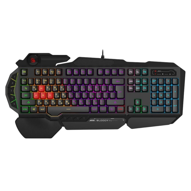 Клавиатура A4Tech Bloody B310N черный USB Multimedia for gamer LED (подставка для запястий) (B310N)
