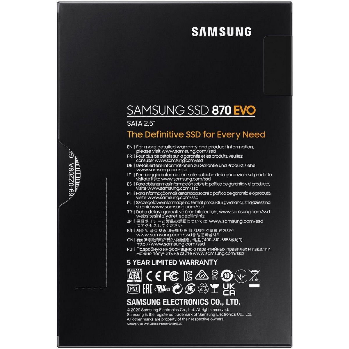Твердотельный накопитель SSD Samsung 2.5" 500GB 870 EVO Client SSD MZ-77E500B SATA 6Gb/s, 560/5