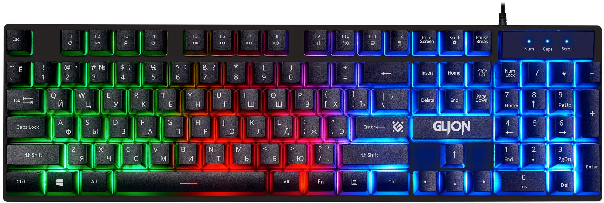 Клавиатура + мышь Defender Glion клав:черный мышь:черный/красный USB LED (45123)