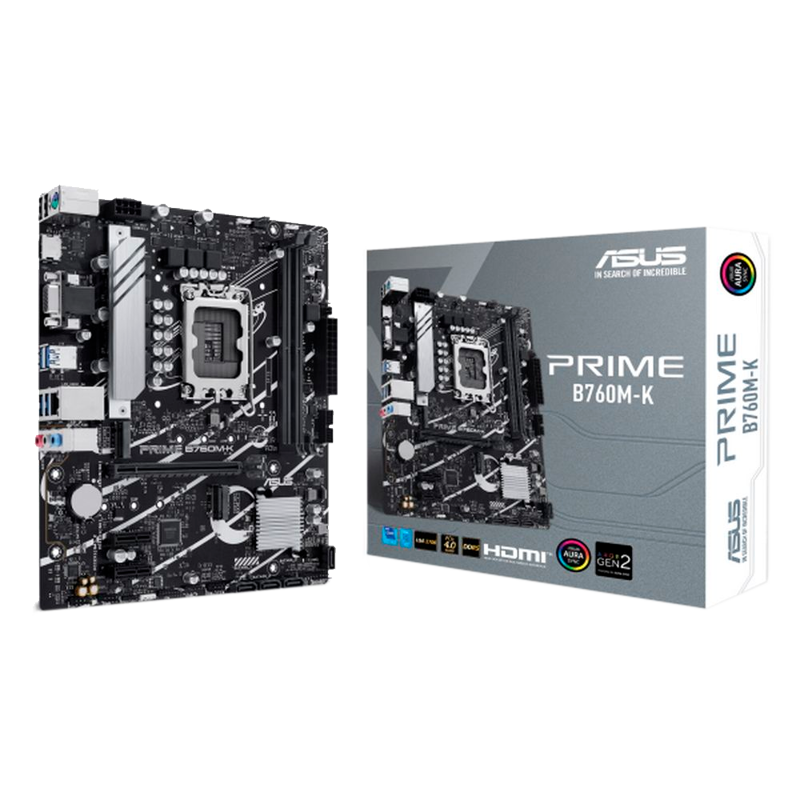 Материнская плата Asus PRIME B760M-K Soc-1700 Intel B760 2xDDR5 mATX AC`97 8ch(7.1) GbLAN RAID+VGA+H