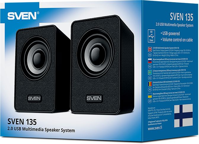 Колонки Sven 135 2.0 черный 6Вт портативные