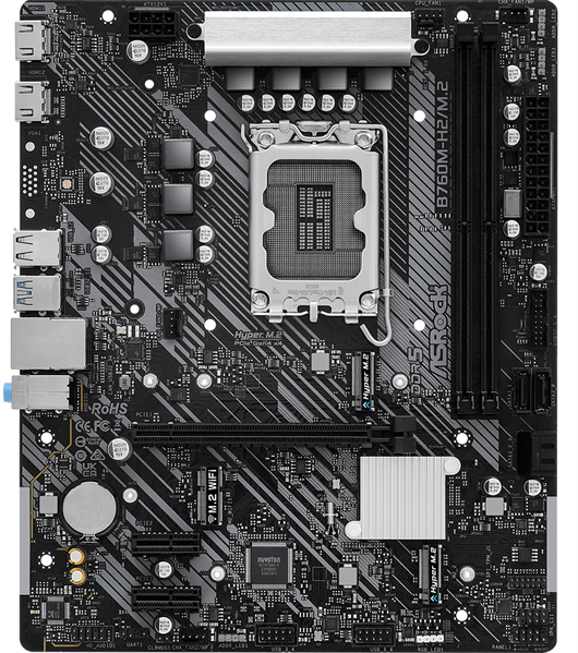 Материнская плата ASROCK B760M-H2/M.2 LGA1700, B760, 2*DDR5, 4*SATA, 2*M.2, 4*USB 3.2, 2*USB 2.0, 1*