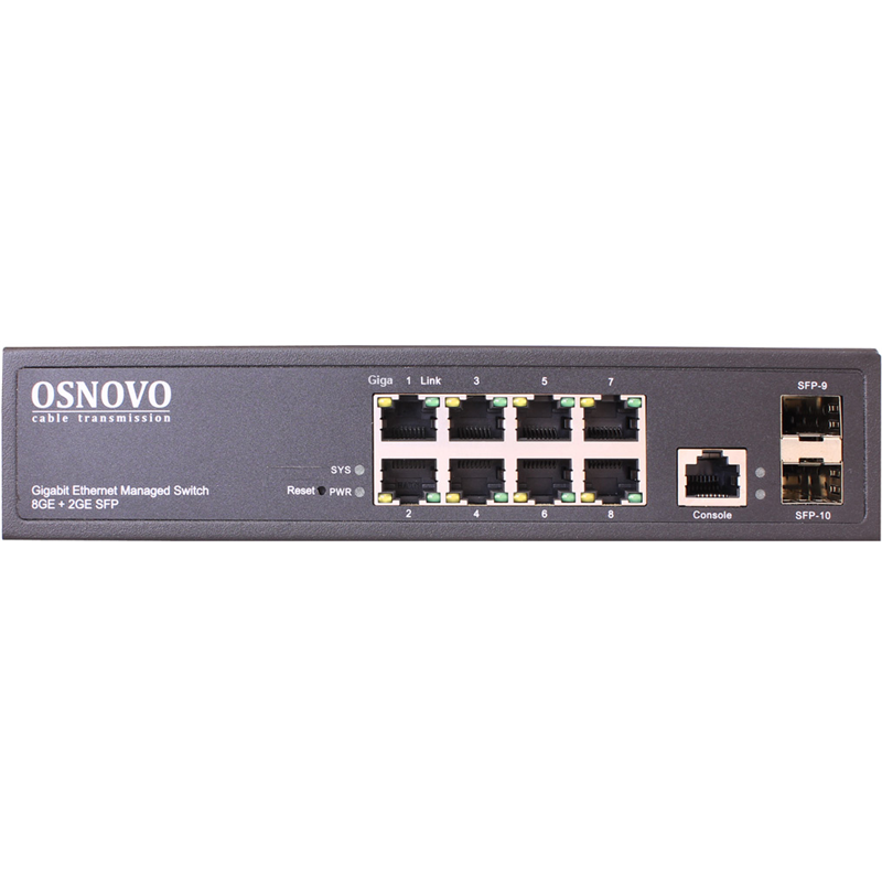 Коммутатор Osnovo SW-70802/L2 (L2) 8x1Гбит/с 2SFP управляемый
