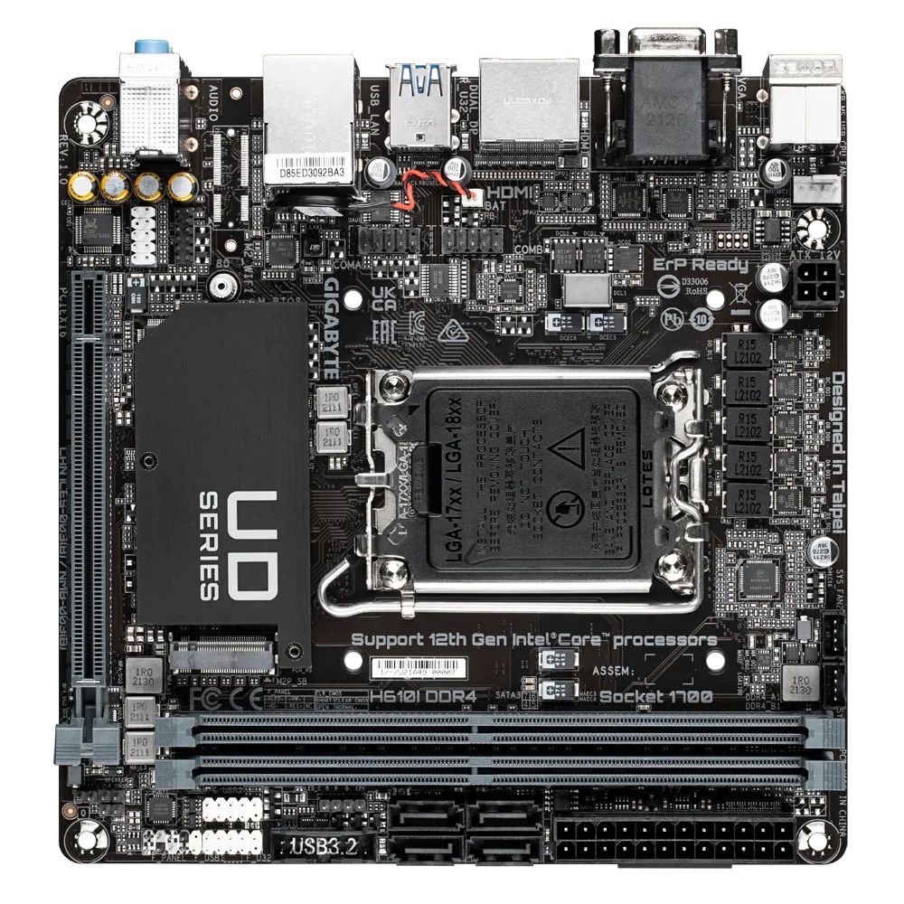 Материнская плата Gigabyte H610I DDR4 Soc-1700 Intel H610 2xDDR4 mini-ITX AC`97 8ch(7.1) GbLAN+VGA+H