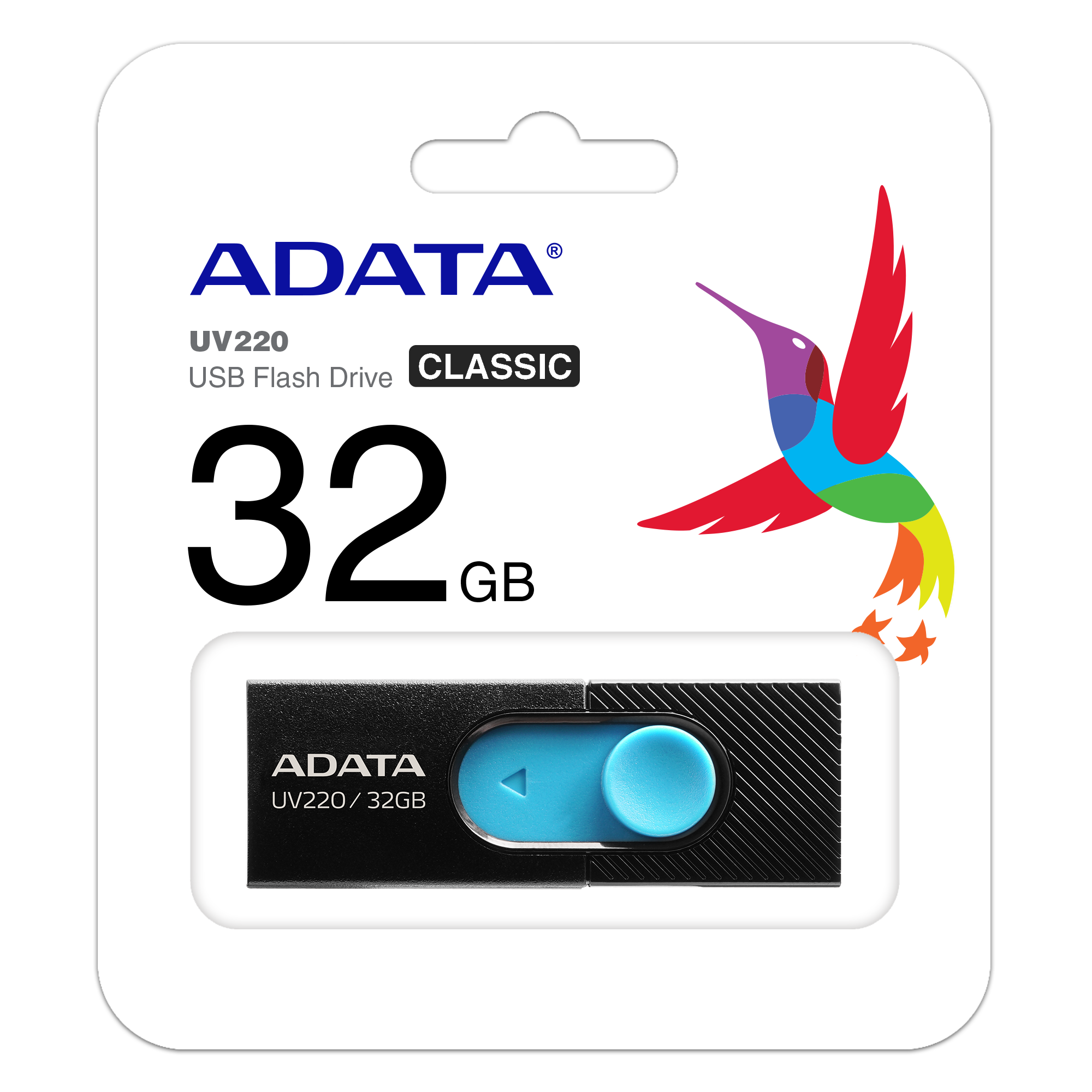 Флеш Диск A-Data 32Gb UV220 AUV220-32G-RBKBL USB2.0 черный/синий