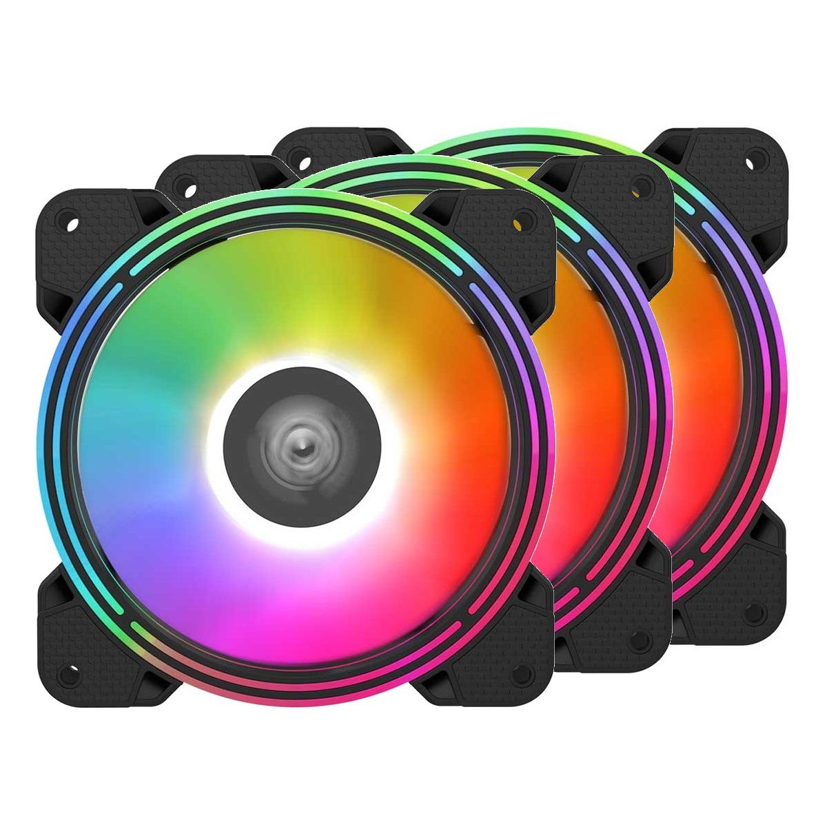 Комплект из 3 вентиляторов Alseye HALO 4.0 KIT, 120мм, 1300rpm, 6-pin, черный-белый/ARGB, 41.5CFM, 2