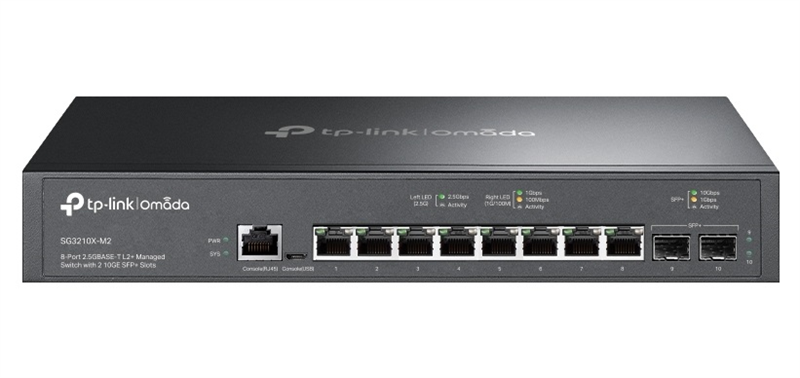 Сетевой коммутатор TP-LINK TL-SG3210X-M2 Type KVM switch Настольное исполнение 8x10Base-T / 100Base-