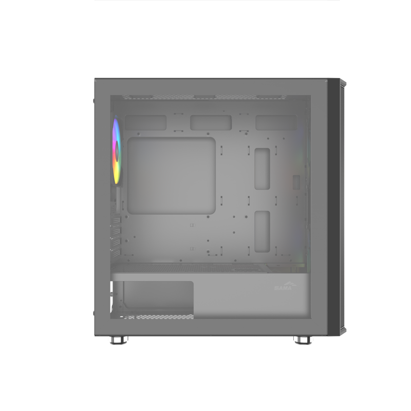 Корпус SAMA S30 Black, Midi-Tower, TG, 2x140mm + 1x120mm ARGB, 1xUSB 3.0 + 1xUSB 3.1 Type-C, mATX, m