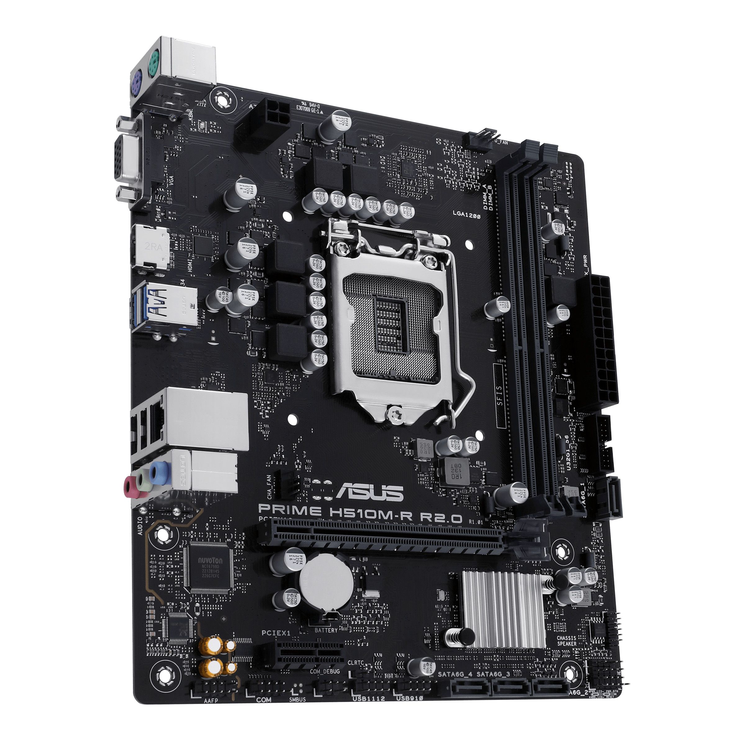 Материнская плата Asus PRIME H510M-R R2.0-SI Soc-1200 Intel H470 2xDDR4 mATX AC`97 8ch(7.1) GbLAN+VG