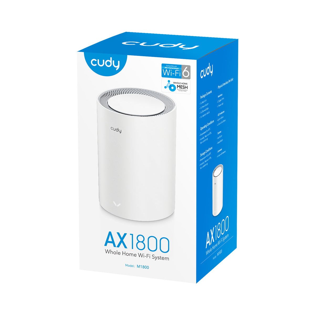Маршрутизатор CUDY AX1800 Wi-Fi 6 Mesh Solution 1-Pack, Chipset MediaTek, Dual-Band, 802.11ax/ac/a/b
