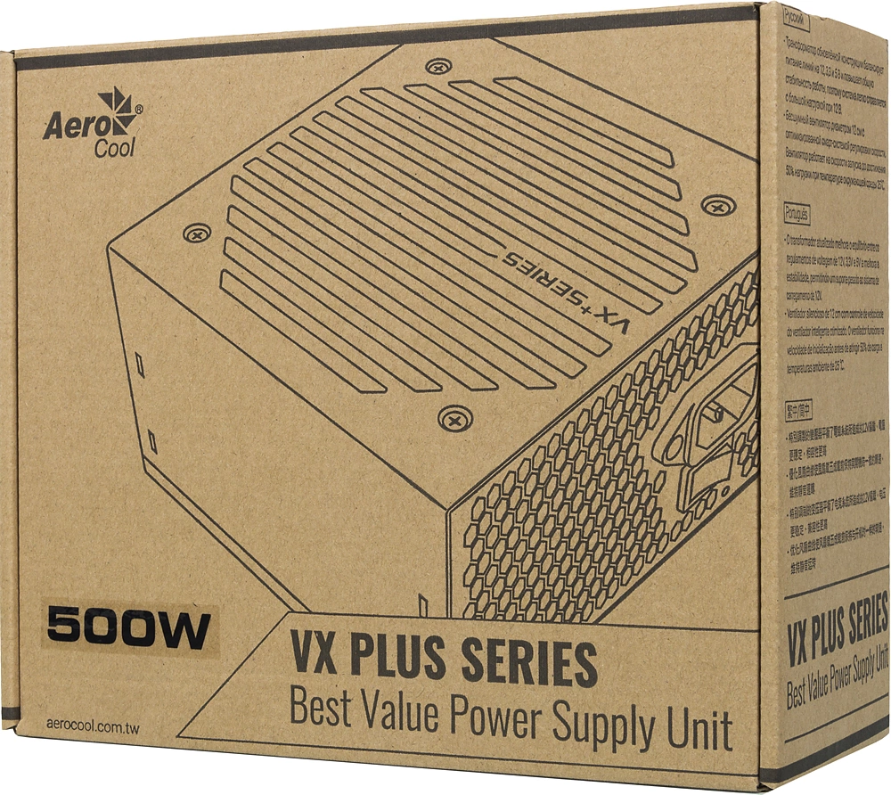 Блок питания Formula V Line VX PLUS 500, 500W, ATX12V v2.3, 12cm Fan (ex Aerocool)