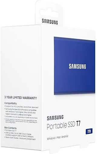 Накопитель SSD Samsung USB-C 1Tb MU-PC1T0H/WW T7 1.8" синий