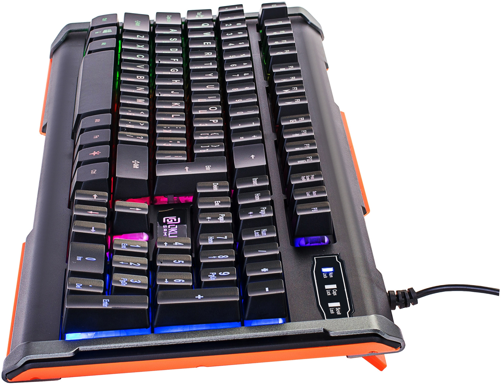 Клавиатура Оклик 717G BLACK DEATH черный/оранжевый USB Multimedia for gamer LED (476395)