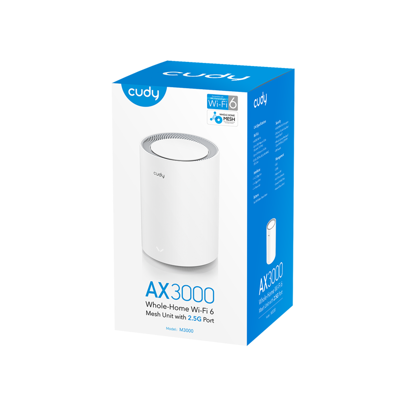Маршрутизатор CUDY AX1800 Wi-Fi 6 Mesh Solution 1-Pack, Chipset MediaTek, Dual-Band, 802.11ax/ac/a/b