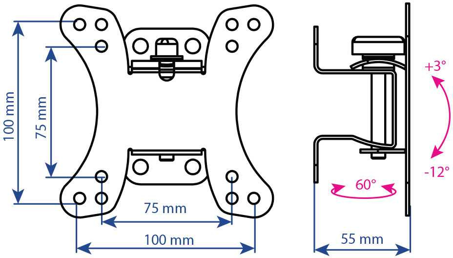 Кронштейн для телевизора Kromax GALACTIC-10 черный 15"-32" макс.20кг настенный поворот и наклон