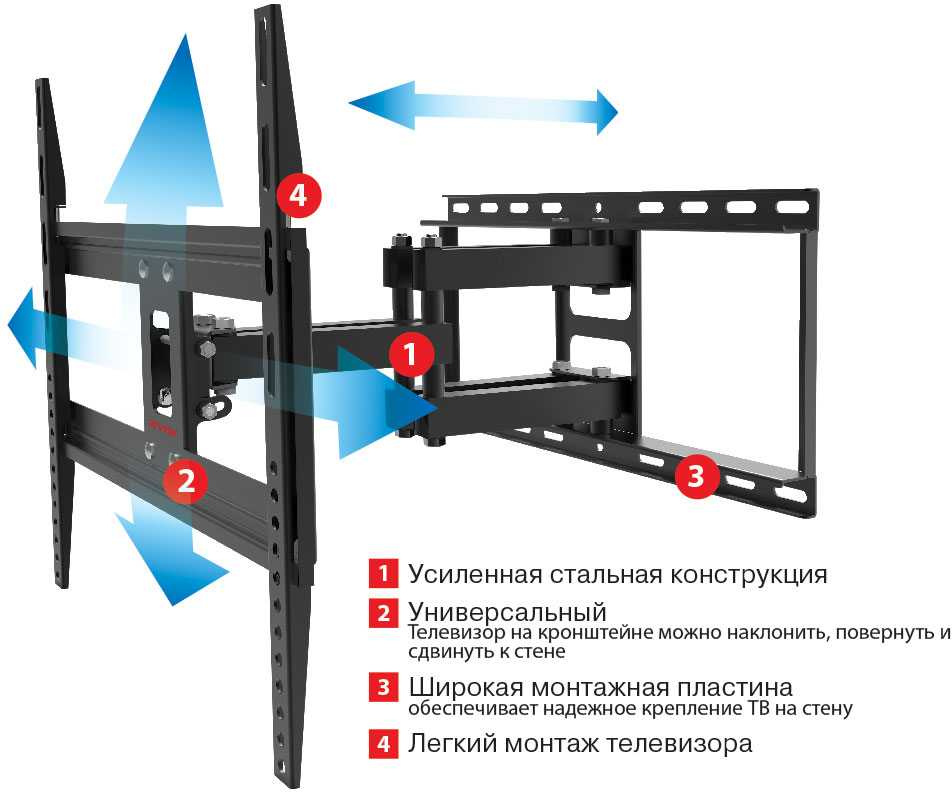 Кронштейн для телевизора Arm Media COBRA-50 черный 26"-65" макс.35кг настенный поворотно-выдвижной и