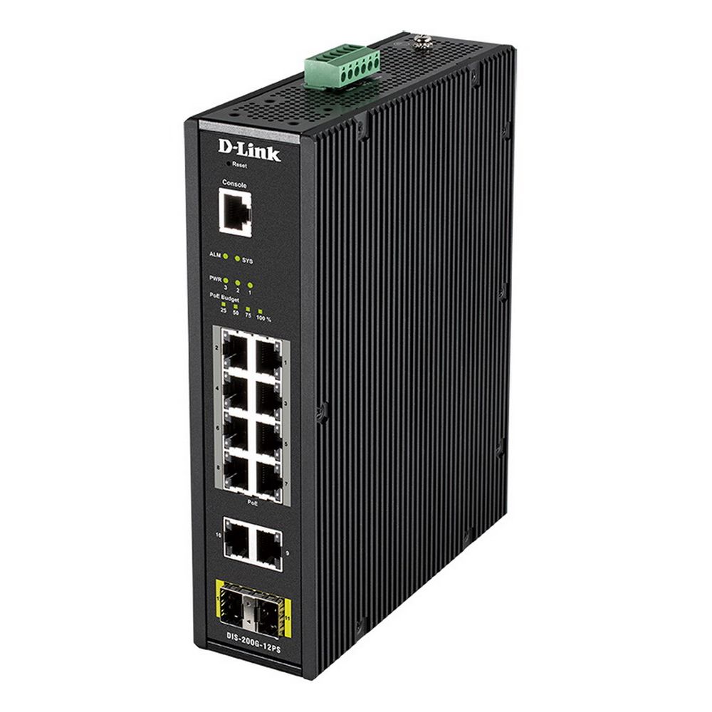 Коммутатор D-Link DIS-200G-12PS/A2A Промышленный управляемый L2 коммутатор с 10 портами 10/100/1000B