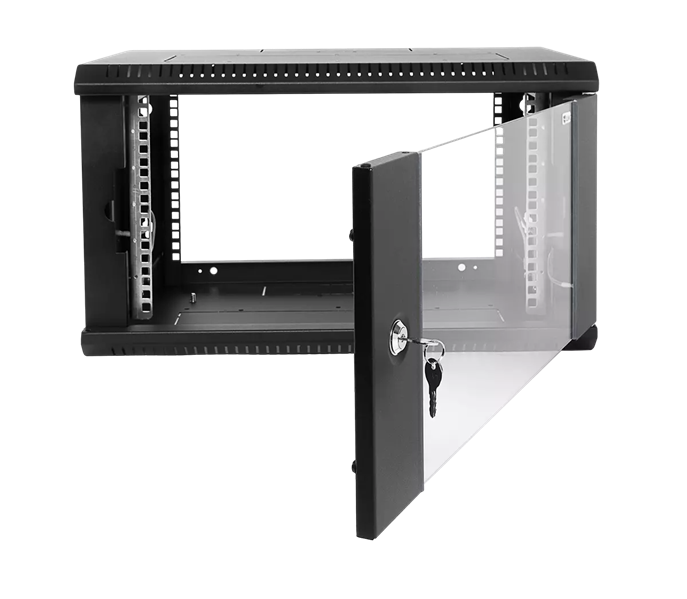 Шкаф ЦМО Шкаф телекоммуникационный настенный разборный ЭКОНОМ 9U (600х350) дверь стекло, цвет черный
